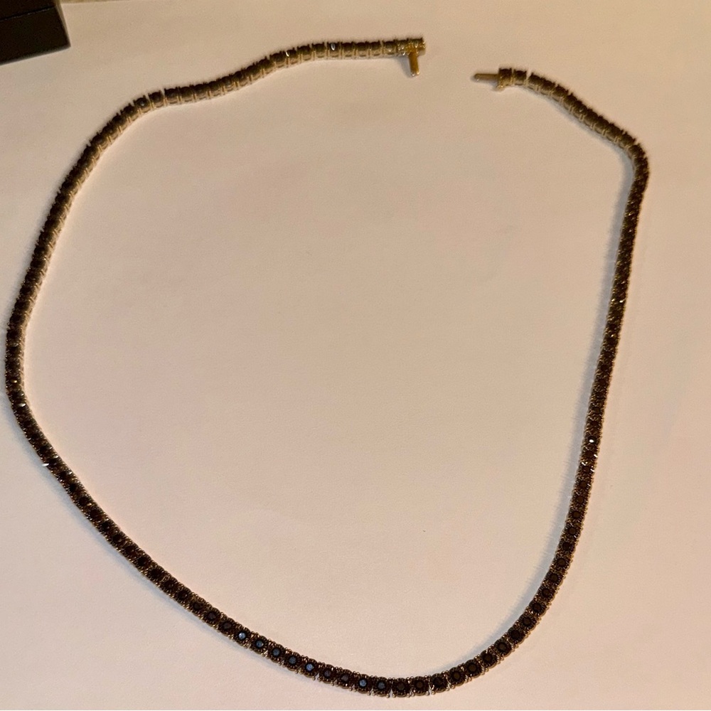 Kay Jewelers FLAWLESS Black Diamond Tennis Necklace 5 carats 10k gold+ earrings